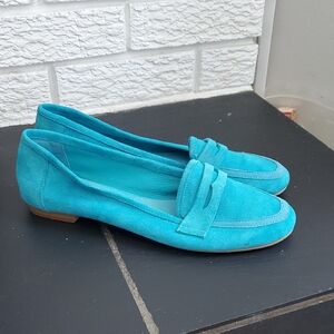 Kate & Mel Turquoise Faux Suede Women's Penny Cute Loafers Sz 9 Business Career